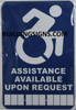 ASSISTANCE AVAILABLE UPON REQUEST PHONE - The Pour Tous Blue LINE Safety sign