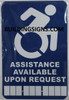 Safety sign ASSISTANCE AVAILABLE UPON REQUEST PHONE - The Pour Tous Blue LINE