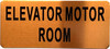 Signage ELEVATOR MOTOR ROOM  (Gold color, aluminium)- The Gold Mountain Line