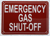 EMERGENCY GAS SHUT OFF COMPLIANCE SIGN