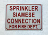 NYC SPRINKLER SIAMESE CONNECTION FOR FIRE DEPT SIGN