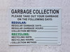 NYC NYC RECYCLING GARBAGE COLLECTION SIGN