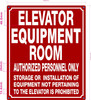 NYC ELEVATOR EQUIPMENT ROOM SIGN