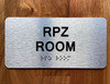 FD RPZ ROOM SIGN / REDUCED PRESSURE ZONE SIGN WITH RAISED LETTERS