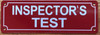 INSPECTOR'S TEST COMPLIANCE SIGN