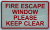 HPD FIRE ESCAPE WINDOW PLEASE KEEP CLEAR STICKER/DECAL