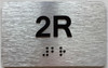 APT NUMBER 2R COMPLIANCE SIGN-UNIT NUMBER COMPLIANCE SIGN WITH RAISED LETTERS