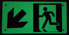 PHOTOLUMINESCENT EXIT Signage/ GLOW IN THE DARK "EXIT" Signage(ALUMINUM Signage WITH LEFT DOWN ARROW AND RUNNING MAN/ EGRESS DIRECTION Signage