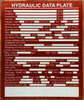 HYDRAULIC DATA PLATE SAFETY SIGN
