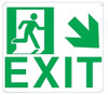 PHOTOLUMINESCENT EXIT Sign/ GLOW IN THE DARK "EXIT" Sign(ALUMINUM SignWITH DOWN RIGHT ARROW AND RUNNING MAN/ EGRESS DIRECTION Sign