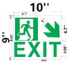 PHOTOLUMINESCENT EXIT / GLOW IN THE DARK "EXIT" (ALUMINUM WITH DOWN RIGHT ARROW AND RUNNING MAN/ EGRESS DIRECTION  BUILDING SIGN