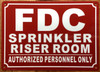 FDC SPRINKLER RISER ROOM COMPLIANCE SIGN