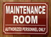 FD MAINTENANCE ROOM SIGN