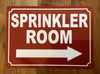 SPRINKLER ROOM COMPLIANCE SIGN WITH RIGHT ARROW