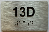 Apartment Number Unit 13D Sign