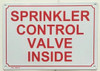 BUILDING SIGNAGE SPRINKLER CONTROL VALVE INSIDE