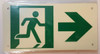 PHOTOLUMINESCENT EXIT / GLOW IN THE DARK "EXIT" (ALUMINUM  WITH RIGHT ARROW AND RUNNING MAN/ EGRESS DIRECTION