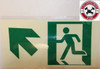 GLOW IN THE DARK HIGH INTENSITY SELF STICKING PVC GLOW IN THE DARK SAFETY GUIDANCE  - "EXIT"  WITH RUNNING MAN AND UP LEFT ARROW (GLOWING EGRESS DIRECTION  Fire Dept Sign
