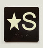 Star S Sign with Raised Letters Braille Sign