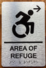 Area Of Refuge Right Arrow With Sign with Raised Letters Hpd Sign