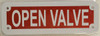 SIGN OPEN VALVE