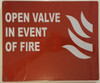 BUILDING SIGNAGE OPEN VALVE IN EVENT OF FIRE