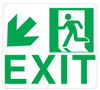 PHOTOLUMINESCENT EXIT Sign/ GLOW IN THE DARK "EXIT" Sign(ALUMINUM Sign WITH DOWN LEFT ARROW AND RUNNING MAN/ EGRESS DIRECTION Sign