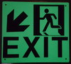 BUILDING SIGNAGE PHOTOLUMINESCENT EXIT / GLOW IN THE DARK "EXIT" (ALUMINUM  WITH DOWN LEFT ARROW AND RUNNING MAN/ EGRESS DIRECTION