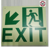 PHOTOLUMINESCENT EXIT / GLOW IN THE DARK "EXIT" (ALUMINUM  WITH DOWN LEFT ARROW AND RUNNING MAN/ EGRESS DIRECTION  Fire Dept Sign