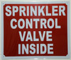 SPRINKLER CONTROL VALVE INSIDE    BUILDING SIGN