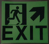 GLOW IN THE DARK HIGH INTENSITY SELF STICKING PVC GLOW IN THE DARK SAFETY GUIDANCE  - "EXIT" WITH RUNNING MAN AND UP RIGHT ARROW (GLOWING EGRESS DIRECTION