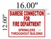 SIAMESE CONNECTION FOR FIRE DEPARTMENT   BUILDING SIGNAGE