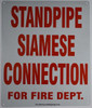 SIGN STANDPIPE SIAMESE CONNECTION FOR FIRE DEPARTMENT