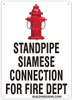 STANDPIPE SIAMESE CONNECTION FOR FIRE DEPARTMENT Sign