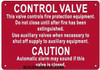 FIRE PROTECTION EQUIPMENT CONTROL VALVE Sign