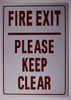 BUILDING SIGNAGE FIRE EXIT PLEASE KEEP CLEAR