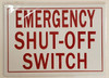 EMERGENCY SHUT-OFF SWITCH   Compliance sign