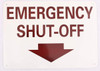 EMERGENCY SHUT-OFF Signage- DOWNWARDS ARROW