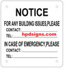 BUILDING EMERGENCY CONTACT notice