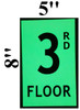 SIGN FLOOR NUMBER  -RD FLOOR  - PHOTOLUMINESCENT GLOW IN THE DARK