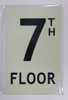 FLOOR NUMBER  - 7TH FLOOR  - PHOTOLUMINESCENT GLOW IN THE DARK   BUILDING SIGN