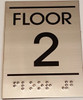 GOLD FLOOR NUMBER TWO (2) Sign -Tactile Signs