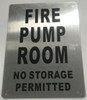 FIRE PUMP ROOM NO STORAGE PERMITTED dob sign