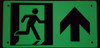 SIGNAGE PHOTOLUMINESCENT EXIT / GLOW IN THE DARK "EXIT" (ALUMINUM  WITH UP ARROW AND RUNNING MAN/ EGRESS DIRECTION