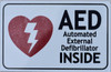 Compliance sign AED INSIDE - AUTOMATED DEFIBRILLATOR INSIDE