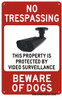 NO TRESPASSING THIS PROPERTY IS PROTECTED BY VIDEO SURVEILLANCE BEWARE OF DOGS Sign