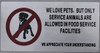 SIGNAGE WE LOVE PETS BUT ONLY SERVICE ANIMALS ARE ALLOWED IN FOOD SERVICE FACILITIES WE APPRECIATE YOUR UNDERSTANDING  (Brush Aluminium,ALUMINUM )