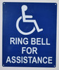 Ring Bell for Assistance ADA Signage -The Pour Tous Blue LINE