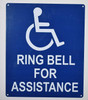 Sign Ring Bell for Assistance ADA  -The Pour Tous Blue LINE
