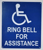 Signage Ring Bell for Assistance ADA  -The Pour Tous Blue LINE